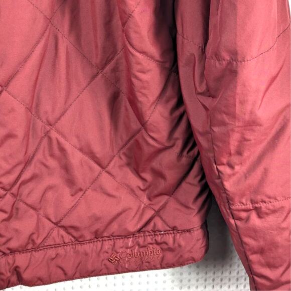 Columbia Women’s M Maroon Quilted Jacket Pink Lining Lightweight Insulated Coat - Picture 3 of 7